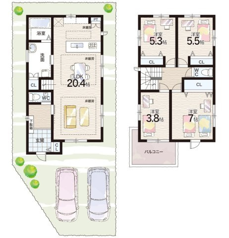 伊丹市寺本　第4期　新築一戸建ての間取り|８号地