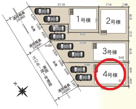 豊田市朝日町第6　新築分譲住宅　全4棟　4号棟の区画図