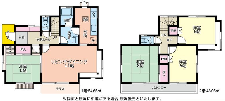野田市西三ヶ尾　中古戸建　昭和59年築の間取り