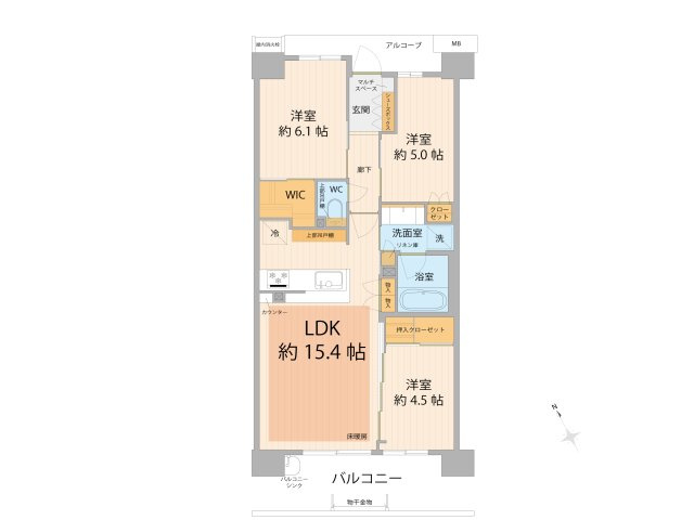 【間取り】 | シャリエ朝霞グランフィールド（朝霞店） | WICなど収納スペースが充実した3LDK！
陽当たりの良い南西向き、道路から離れている為、騒音などが気にならない静かで住みやすい物件です。