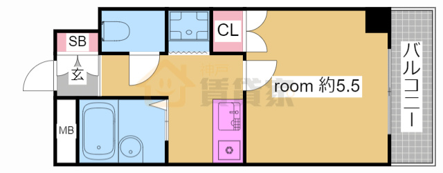 神戸市東灘区青木５丁目の賃貸マンションの間取り