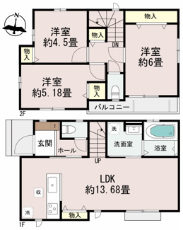 【間取り】 | 【仲介手数料無料！！】日野市落川　新築戸建て（全3棟）B号棟　3990万円 | B号棟間取図