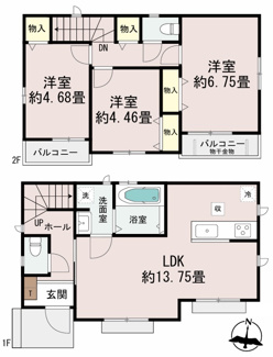 【間取り】 | 【仲介手数料無料！！】日野市落川　新築戸建て（全3棟）C号棟　4050万円 | C号棟間取図