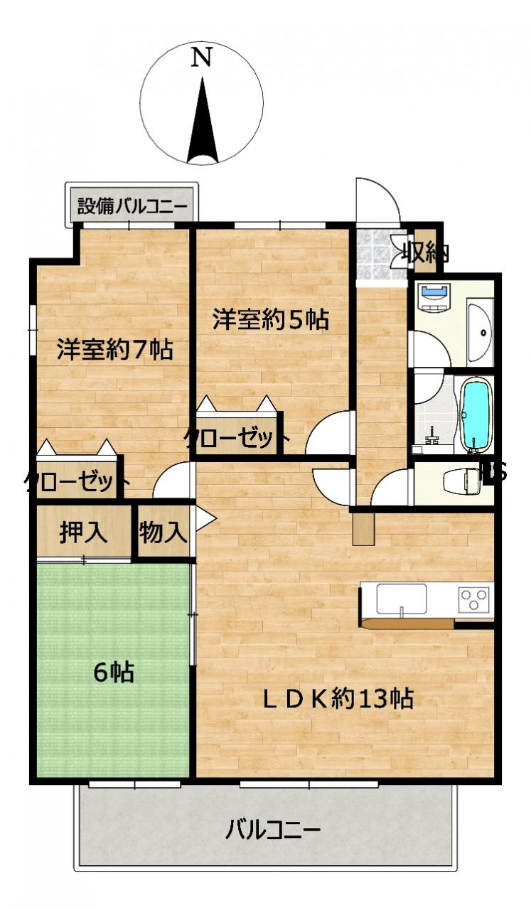リフォーム中古マンション　アクアディア大垣　平成8年築の間取り