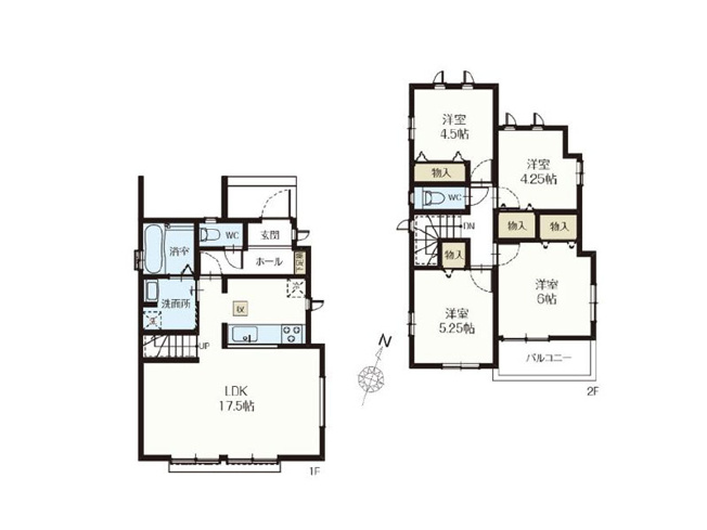 【間取り】 | 新座市石神4丁目　新築一戸建住宅　全14棟　(保谷店) | 2-I号棟/対面式キッチンとリビングイン階段採用でご家族との仲が自然と深まる住まい。※図面を基に作成しています。現況と異なる場合は現況を優先いたします。