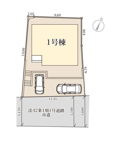 福岡市城南区樋井川4丁目第1-1棟（1号棟）の区画図|配置図（1号棟）