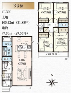 【間取り】 | 【仲介手数料無料！！】日野市落川　新築戸建て（全6棟）3号棟　5580万円 | 3号棟