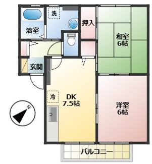 【間取り】 | パレス曙　A | 2DK
