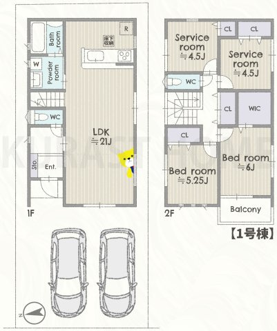京都市伏見区羽束師鴨川町　新築戸建の間取り