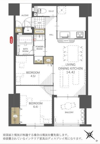 プレミアムコート浦添牧港の間取り