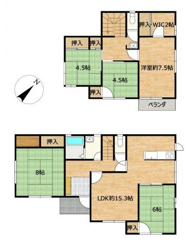 倉吉市虹ヶ丘町中古戸建の間取り