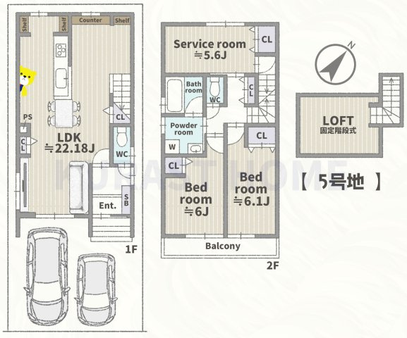 京都市西京区大枝東長町　新築戸建の間取り