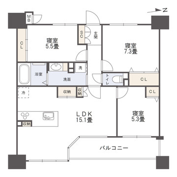 サーパス文教通りの間取り