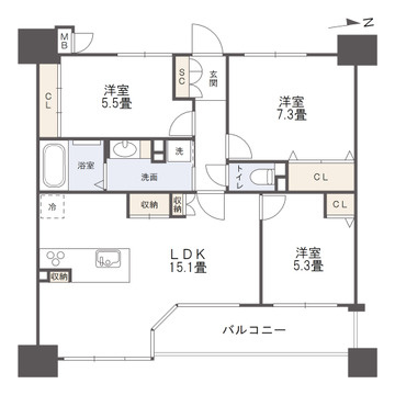 サーパス文教通りの間取り