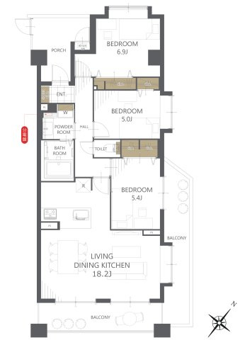 【間取り】サンクレイドル薬園台弐番館 