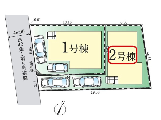 東村山市青葉町3丁目・全2棟　新築一戸建　2号棟の区画図|【全2棟・2号棟】土地面積112.76平米（約34.1坪）
