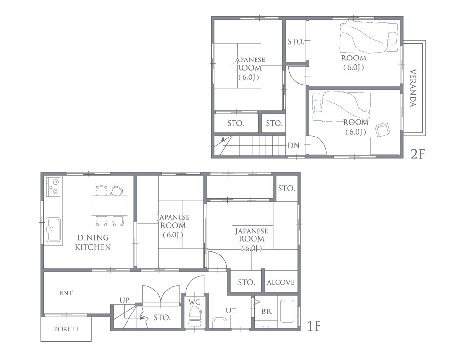 加古川市加古川町稲屋の間取り|続き間として利用可能な1階和室や、多目的に活用できる2階の洋室・和室など、暮らしにあわせて自由な部屋割りを楽しめる間取り設計です。廊下収納など、随所に収納が設けられ、住空間をすっきりと保てます。