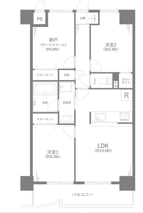 兼六ハイム東久留米の間取り|２SLDK