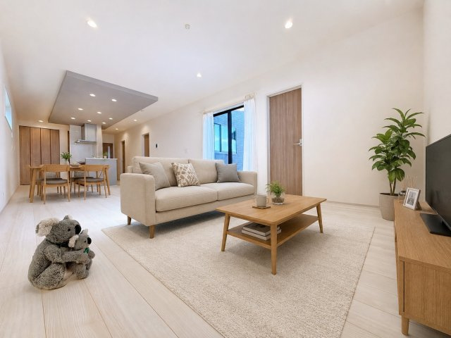 【居間・リビング】 | 高崎市塚田町　新築住宅 | ※配置されている家具はAI加工によるものです。