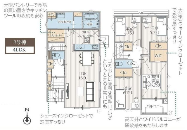 西野川3丁目　新築分譲住宅の間取り