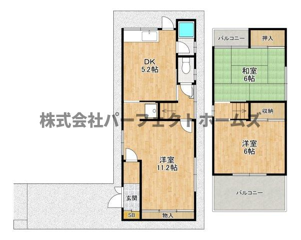 南楠葉2丁目戸建　賃貸の間取り