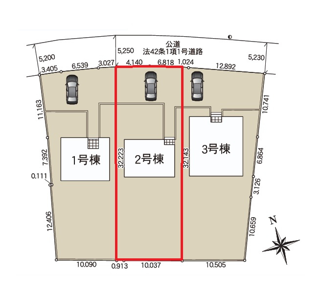 Cradlegarden　 東海村亀下　第1　2の区画図|前面道路幅5.2メートル。並列駐車可能です。気になる他の物件と合わせての現地ご案内も可能です。お気軽にお問い合わせください。

