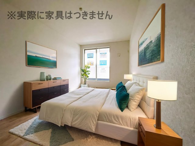 新築戸建・建売　大田原市富士見第2　Cradle Garden　全3棟の洋室|画像はAI加工による演出で、実際の家具は付きません。
