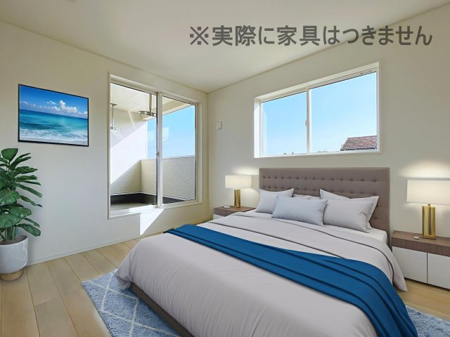 新築戸建・新築建売　矢吹町東郷第3　善郷小・矢吹中の洋室|画像はAI加工による演出で、実際の家具は付きません。