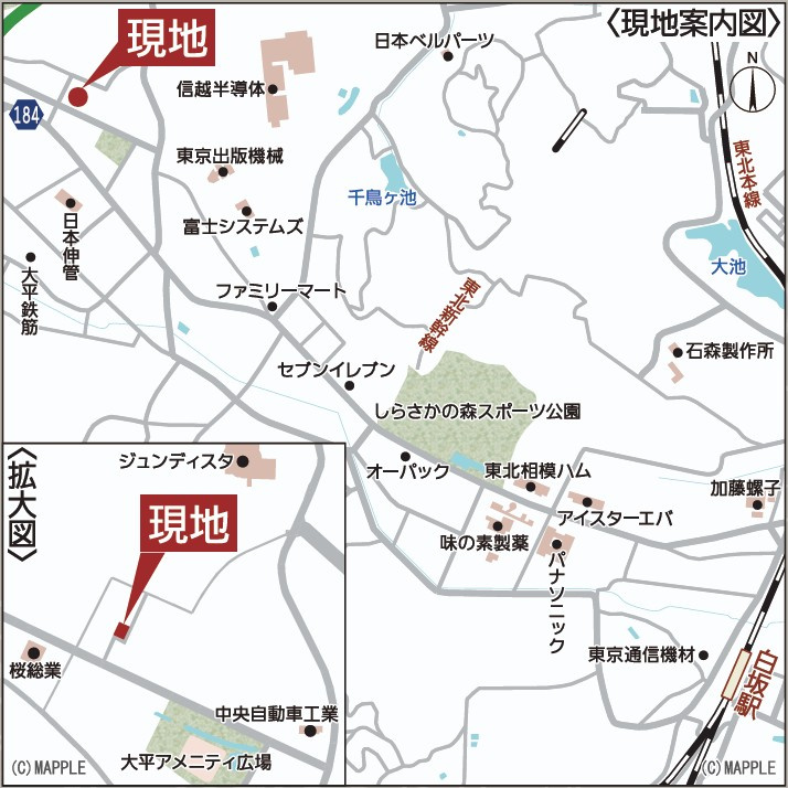 新築戸建・新築建売　西郷村小田倉第34　小田倉小・西郷第二中の地図