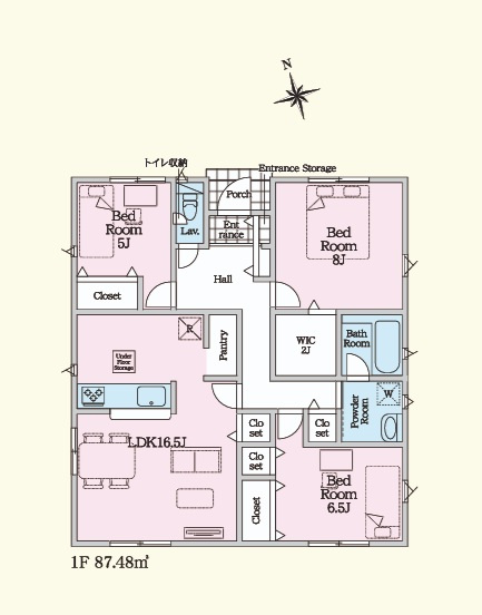 Cradlegarden　 東海村亀下　第1　3の間取り|　
☆居室がそれぞれ独立した間取り。適度な距離感でお互いに居心地の良い場所に♪全居室に大容量の収納スペース付き。全室明るい二面採光で通風も良好です。