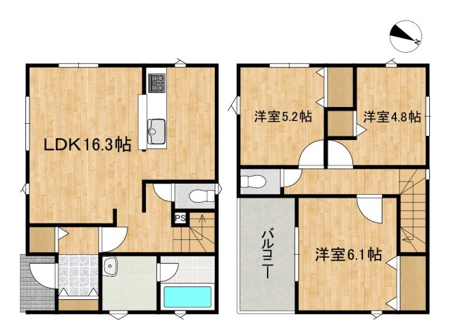 八戸市青葉1丁目　第4ｰ4号棟の間取り