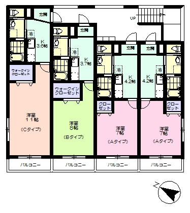 リオ・グランデ　- デザイナーズアパート -の間取り|洋室７帖のAタイプのお部屋です