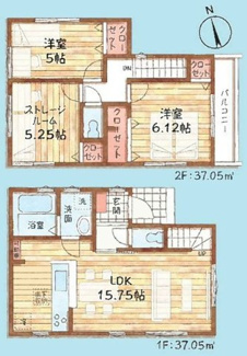 【間取り】 | 【仲介手数料無料！！】府中市武蔵台1丁目　新築戸建て（全2棟）2号棟　4380万円 | 2号棟間取図