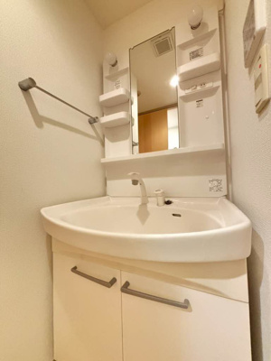 【独立洗面台】 | アスティオス東日本橋 | 独立洗面台、小物を置くことができて便利です