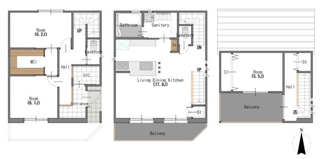 【間取り】 | 平野区西脇1丁目 | 【全洋室3LDK＋駐車スペース】2階に水廻り設備集約♪収納豊富！シューズインクローゼット・ウォークスルークローゼットあり♪南向きのバルコニーです☆