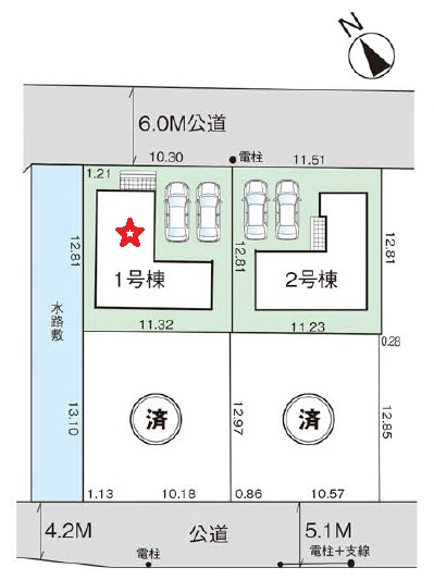 岡山市南区藤田7期①号棟グラファーレの区画図|◆②号棟も併せてご見学いただけますのでお気軽にお問合せくださいませ。