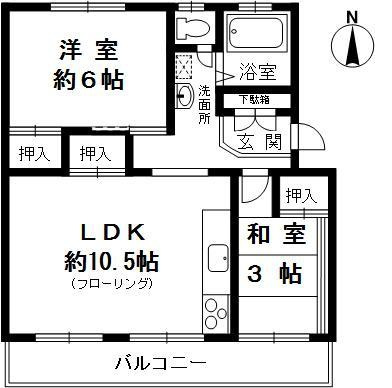 新多聞第2住宅　104号棟の間取り