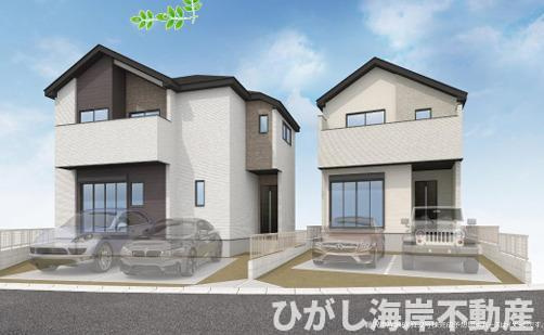 藤沢市片瀬４丁目　新築戸建　全２棟の外観パース|イメージパスですので実際のものと多少異なります