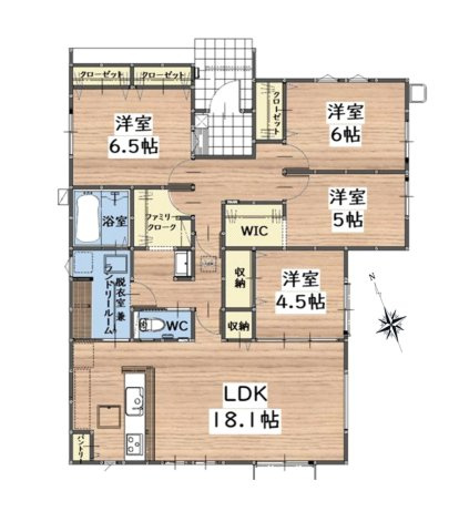 筑紫野市大字阿志岐第3-3棟（1号棟）の間取り|全居室収納付きで便利です。