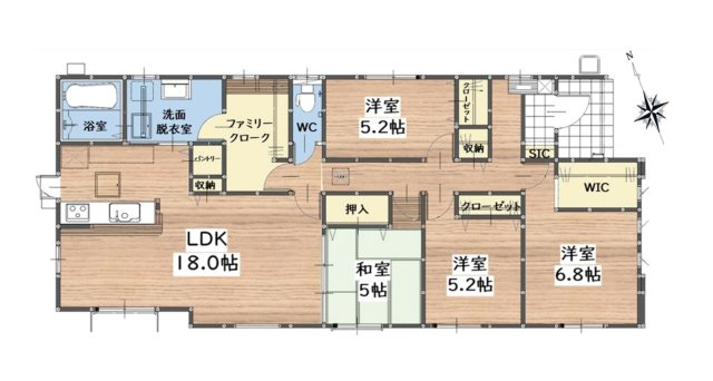 筑紫野市大字阿志岐第3-3棟（2号棟）の間取り|全居室収納付きで便利です。
