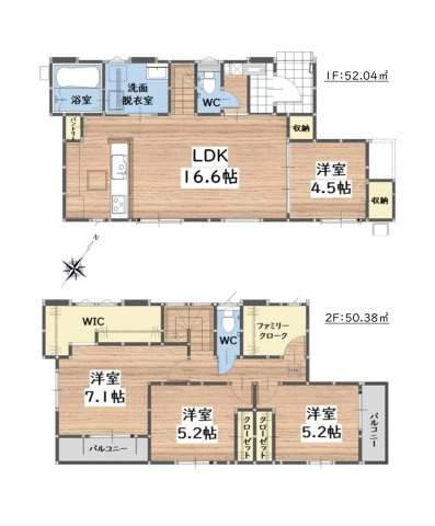 福岡市東区香椎3丁目第5-1棟（1号棟）の区画図|配置図（1号棟）