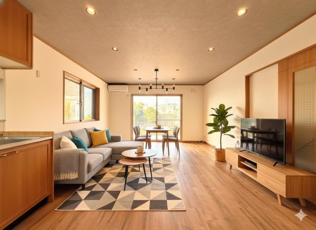 戸塚区下倉田町　中古戸建ての居間・リビング|◆一家だんらんのスペースとなるＬＤＫ。窓から明るい光が差し込み、思わず家族の会話も弾む快適な空間。(家具はイメージです)
