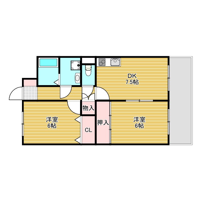 豊中市箕輪１丁目の賃貸マンションの間取り