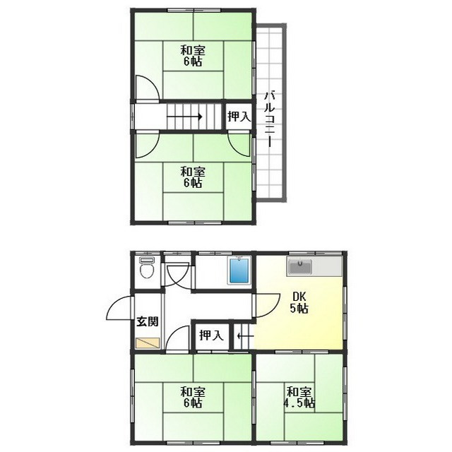 岐阜市鏡島の一戸建ての間取り