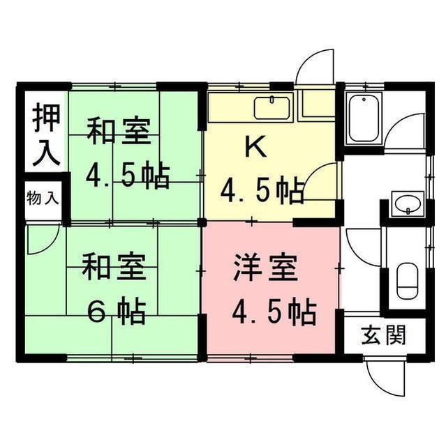 茜部足立貸家の間取り