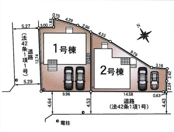 碧南市汐田町第1　全2棟・1号棟の区画図|1号棟です。