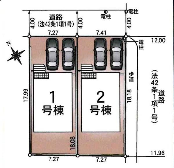 碧南市春日町第1　全2棟・2号棟の区画図