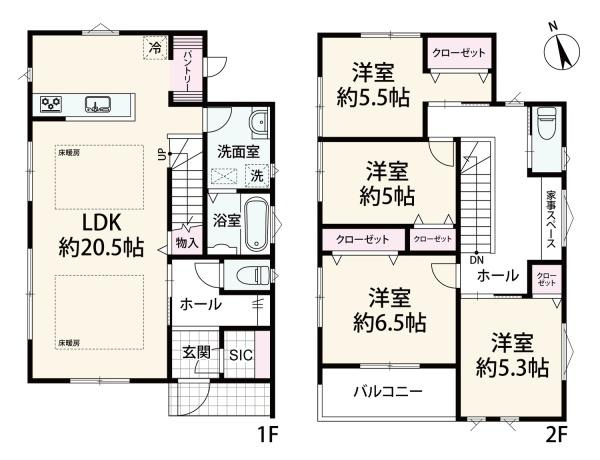 横浜市保土ケ谷区仏向町の中古一戸建の間取り