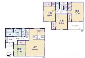 【間取り】 | 松戸市第3六高台　新築分譲住宅　全1棟