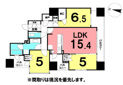 高知市本町一丁目セントラルレジデンス　中古マンションの間取り